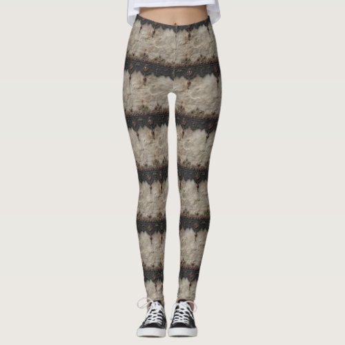 Victorian Ruby Lace Gothic Pattern (1) Leggings