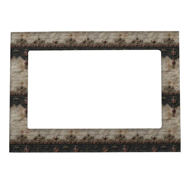 Victorian Ruby Lace Gothic Pattern (1) Magnetic Frame (Front)