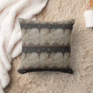 Victorian Ruby Lace Gothic Pattern (1) Throw Pillow