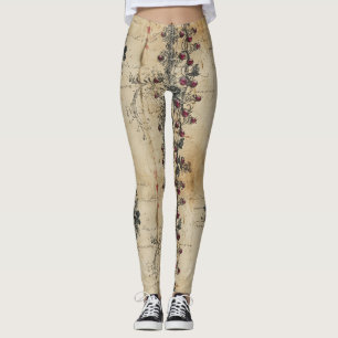Victorian Ruby Lace Gothic Pattern (2) Leggings