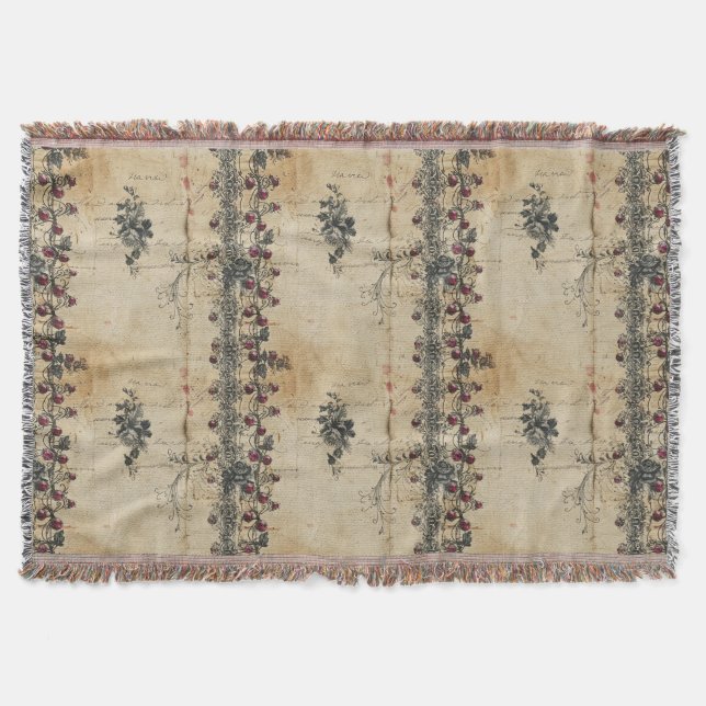 Victorian Ruby Lace Gothic Pattern (2) Throw Blanket (Front)