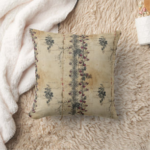 Victorian Ruby Lace Gothic Pattern (2) Throw Pillow