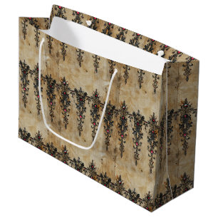 Victorian Ruby Lace Gothic Pattern (3) Large Gift Bag