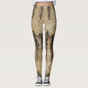 Victorian Ruby Lace Gothic Pattern (3) Leggings