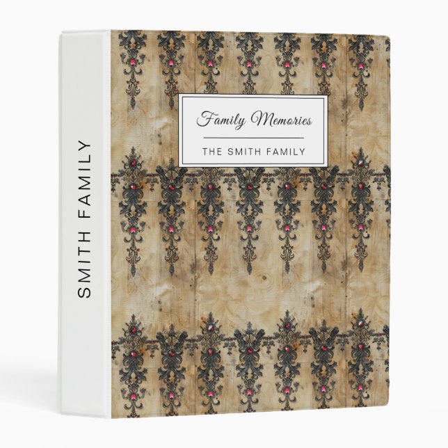 Victorian Ruby Lace Gothic Pattern (3) Mini Binder (Front/Spine)