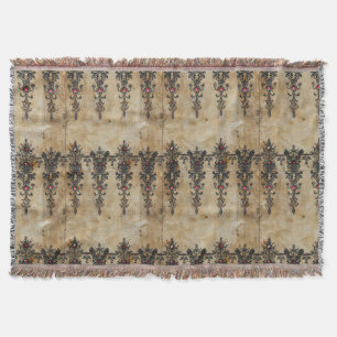 Victorian Ruby Lace Gothic Pattern (3) Throw Blanket
