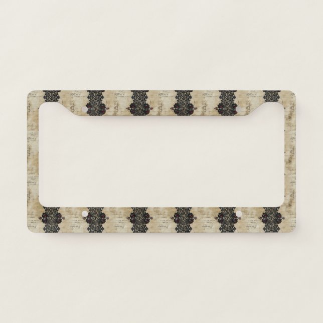 Victorian Ruby Lace Gothic Pattern (4) License Plate Frame (Front)