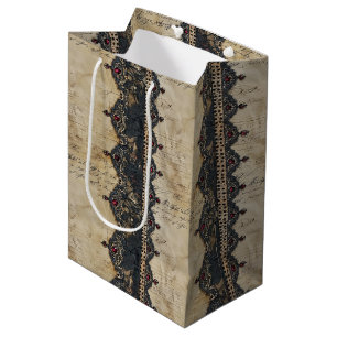 Victorian Ruby Lace Gothic Pattern (4) Medium Gift Bag