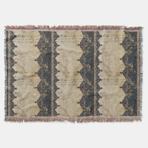 Victorian Ruby Lace Gothic Pattern (4) Throw Blanket