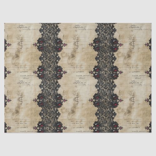 Victorian Ruby Lace Gothic Pattern (4) Tissue Paper