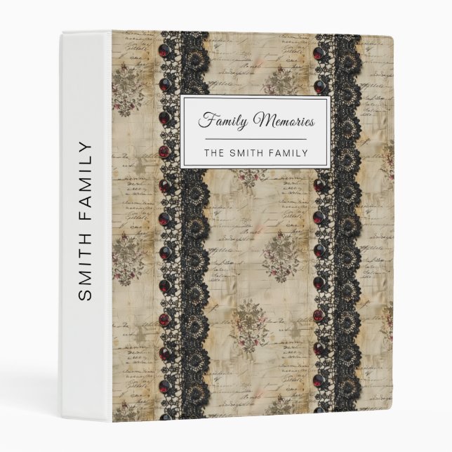Victorian Ruby Lace Gothic Pattern (5) Mini Binder (Front/Spine)