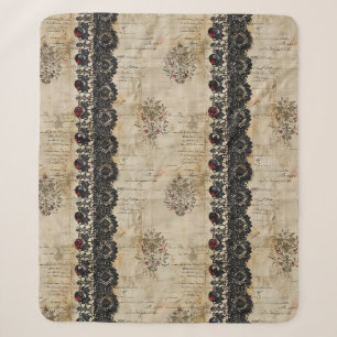 Victorian Ruby Lace Gothic Pattern (5) Sherpa Blanket