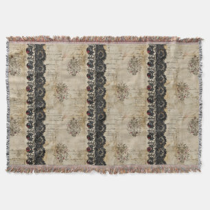 Victorian Ruby Lace Gothic Pattern (5) Throw Blanket