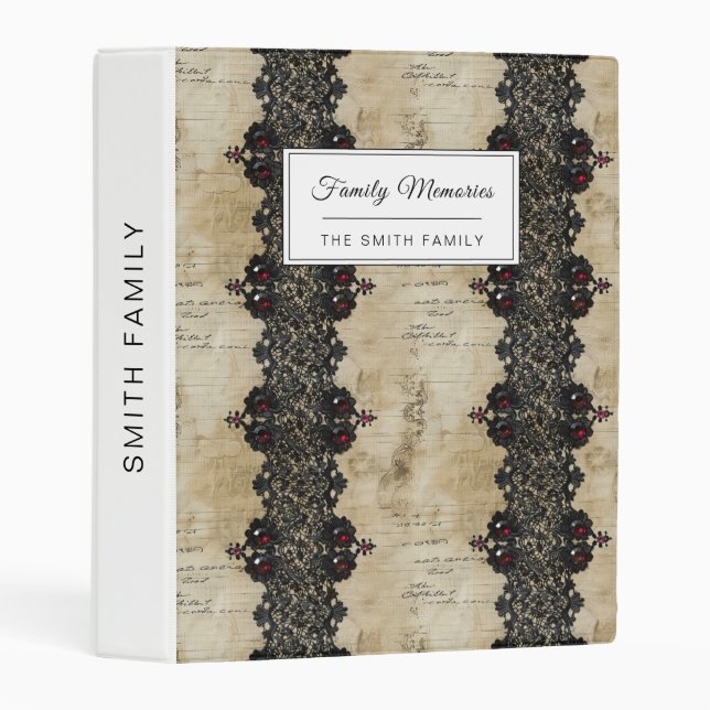 Victorian Ruby Lace Gothic Pattern (6) Mini Binder (Front/Spine)