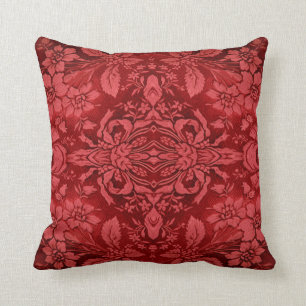 Victorian Ruby Red Floral Pattern MoJo Pillow