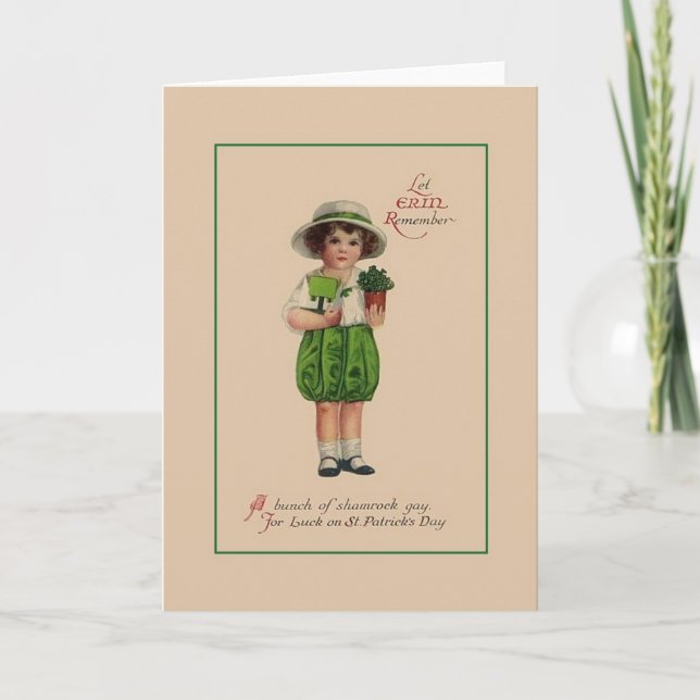 Victorian Saint Patrick's Day Luck Greeting Card (Front)