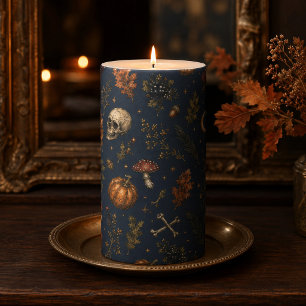 Victorian Samhain Gothic Botanical Pattern Pillar Candle