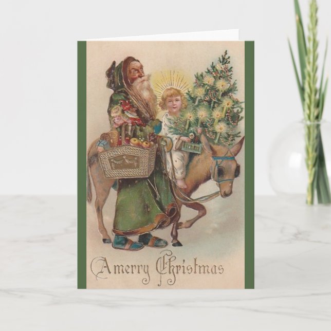 Victorian Santa and Baby Jesus Christmas Card (Front)