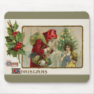 Victorian Santa and Children Christmas Mouse Pad
