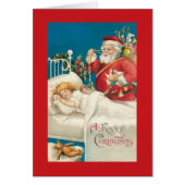 Victorian Santa and Sleeping Child Christmas Card (Front)