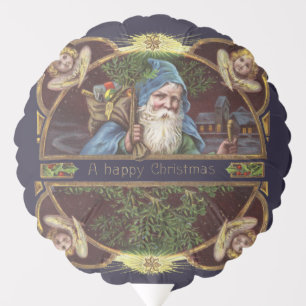 Victorian Santa Angels Blue Christmas Vintage Art Balloon