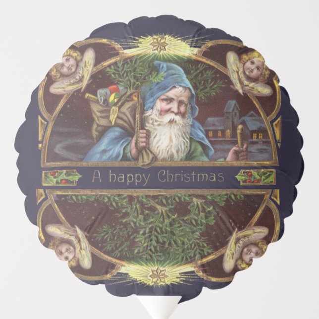 Victorian Santa Angels Christmas Antique Balloon (Front)