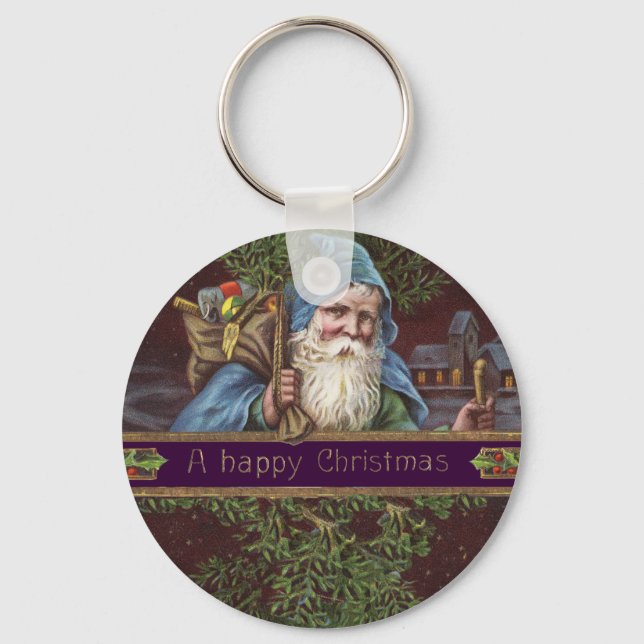 Victorian Santa Angels Christmas Antique Keychain (Front)