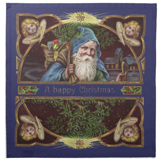 Victorian Santa Angels Christmas Antique Napkin (Front)