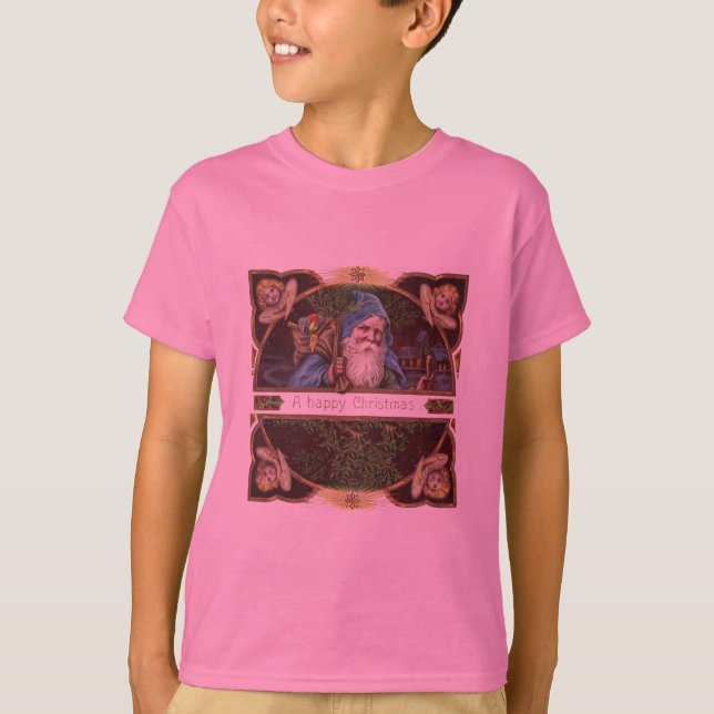 Victorian Santa Angels Christmas Antique T-Shirt (Front)