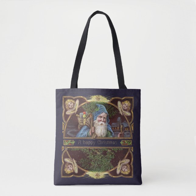 Victorian Santa Angels Christmas Antique Tote Bag (Front)