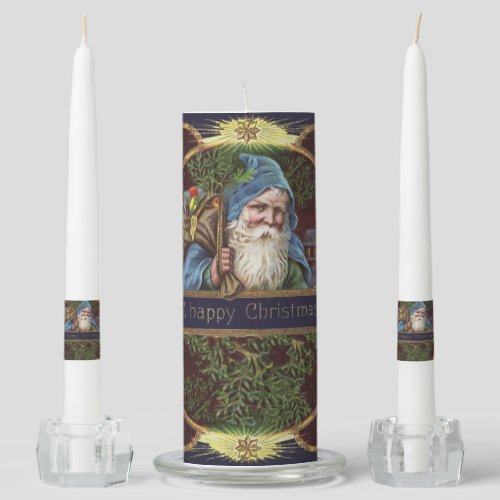 Victorian Santa Angels Christmas Antique Unity Candle Set