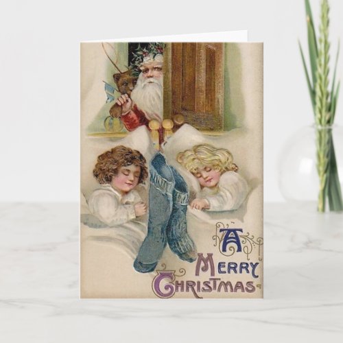 Victorian Santa Arrival Christmas Greeting Card