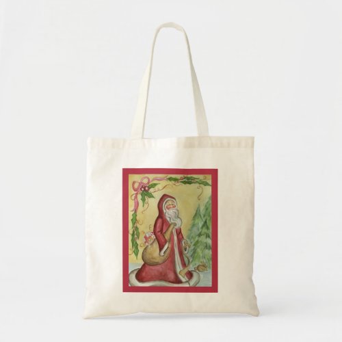Victorian Santa Christmas Tote Gift Bag