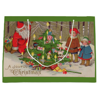 Victorian Santa Claus A Joyful Christ Large Gift Bag