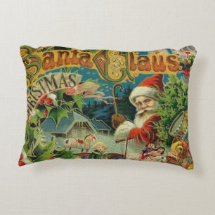 Victorian Santa Claus Christmas Collage Antique  Accent Pillow