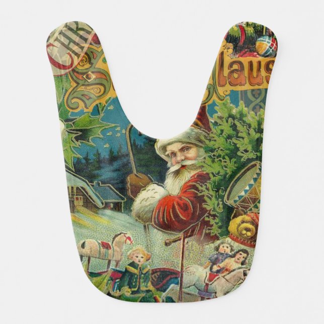 Victorian Santa Claus Christmas Collage Antique  Baby Bib (Front)