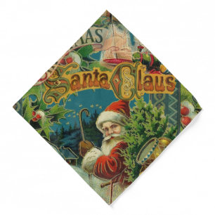 Victorian Santa Claus Christmas Collage Antique  Bandana