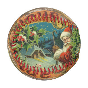 Victorian Santa Claus Christmas Collage Antique  Baseball
