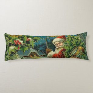 Victorian Santa Claus Christmas Collage Antique  Body Pillow