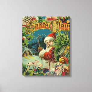 Victorian Santa Claus Christmas Collage Antique  Canvas Print