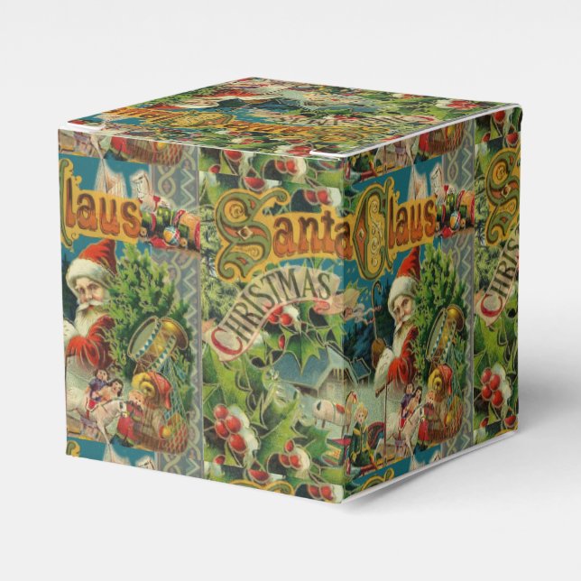 Victorian Santa Claus Christmas Collage Antique  Favor Boxes (Front Side)