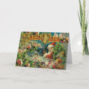 Victorian Santa Claus Christmas Collage Antique Holiday Card