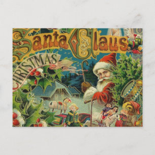 Victorian Santa Claus Christmas Collage Antique Holiday Postcard