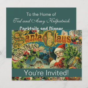 Victorian Santa Claus Christmas Collage Antique Invitation