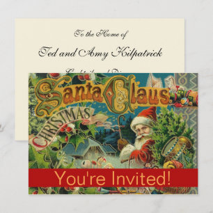 Victorian Santa Claus Christmas Collage Antique Invitation