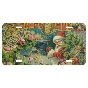 Victorian Santa Claus Christmas Collage Antique License Plate