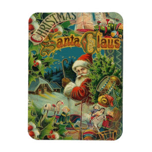 Victorian Santa Claus Christmas Collage Antique Magnet