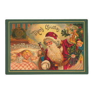Victorian Santa Claus Christmas Eve Cards 2 Sided Placemat
