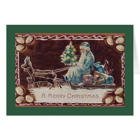 Victorian Santa Claus Christmas Greeting Card (Front Horizontal)