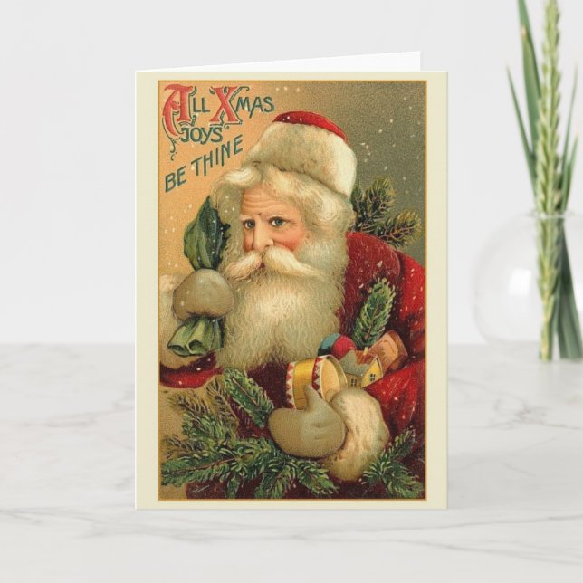 Victorian Santa Claus Christmas Greeting Card (Front)
